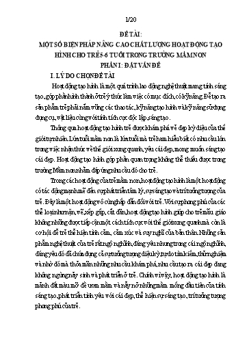 Sáng kiến kinh nghiệm Một số biện pháp nâng cao chất lượng hoạt động tạo hình cho trẻ 5-6 tuổi trong Trường Mầm non