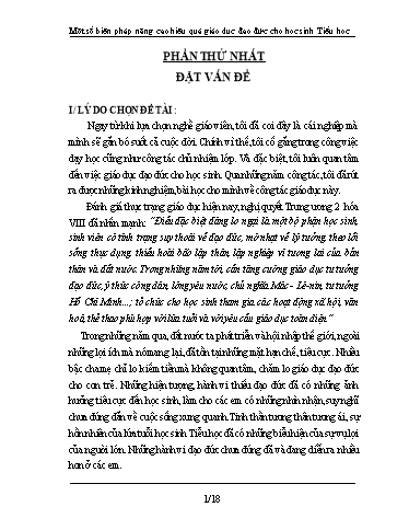 Sáng kiến kinh nghiệm Một số biện pháp nâng cao hiệu quả giáo dục đạo đức cho học sinh Tiểu học