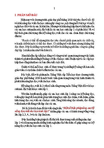 Sáng kiến kinh nghiệm Một số biện pháp nâng cao kỹ năng đọc, viết cho học sinh Lớp 1