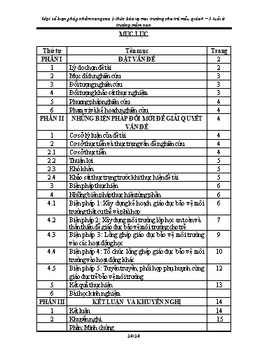 Sáng kiến kinh nghiệm Một số biện pháp nhằm nâng cao ý thức bảo vệ môi trường cho trẻ Mẫu giáo 4 – 5 tuổi ở trường Mầm non