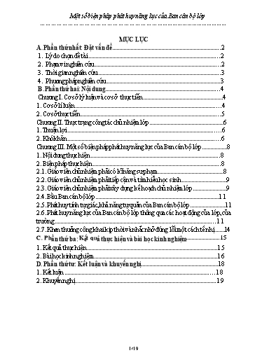 Sáng kiến kinh nghiệm Một số biện pháp phát huy năng lực của Ban cán bộ lớp