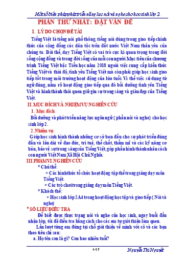 Sáng kiến kinh nghiệm Một số biện pháp phát triển năng lực nói và nghe cho học sinh Lớp 2