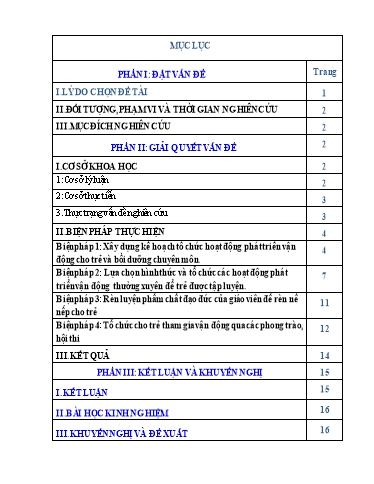 Sáng kiến kinh nghiệm Một số biện pháp phát triển tính tích cực vận động cho trẻ 4 - 5 tuổi trong Trường Mầm non