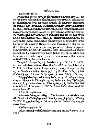 Sáng kiến kinh nghiệm Một số biện pháp quản lí đổi mới PPDH ở trường THCS Bồ Đề theo hướng phát huy tính tích cực của học sinh