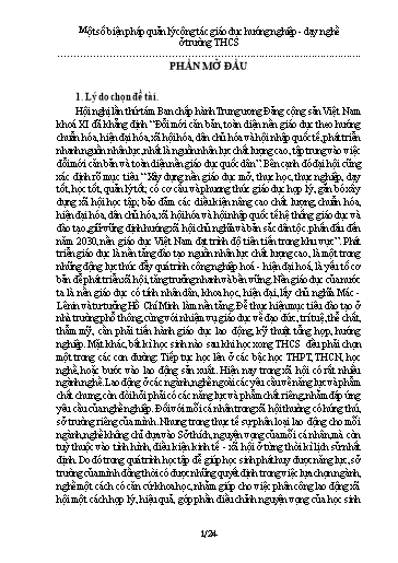 Sáng kiến kinh nghiệm Một số biện pháp quản lý công tác giáo dục hướng nghiệp - Dạy nghề ở trường THCS