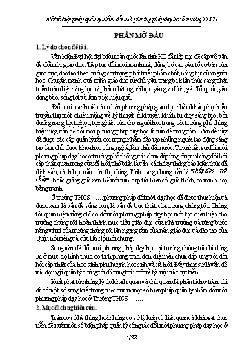 Sáng kiến kinh nghiệm Một số biện pháp quản lý nhằm đổi mới phương pháp dạy học ở Trường THCS