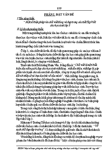 Sáng kiến kinh nghiệm Một số biện pháp rèn chữ viết đúng và đẹp trong các tiết Tập Viết cho học sinh Lớp 3
