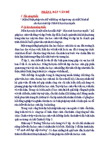 Sáng kiến kinh nghiệm Một số biện pháp rèn chữ viết đúng và đẹp trong các tiết Chính tả cho học sinh Lớp 3 thời kì học trực tuyến