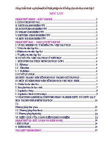 Sáng kiến kinh nghiệm Một số biện pháp rèn kĩ năng đọc cho học sinh Lớp 1