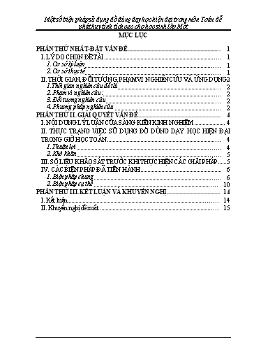Sáng kiến kinh nghiệm Một số biện pháp sử dụng đồ dùng dạy học hiện đại trong môn Toán để phát huy tính tích cực cho học sinh Lớp Một