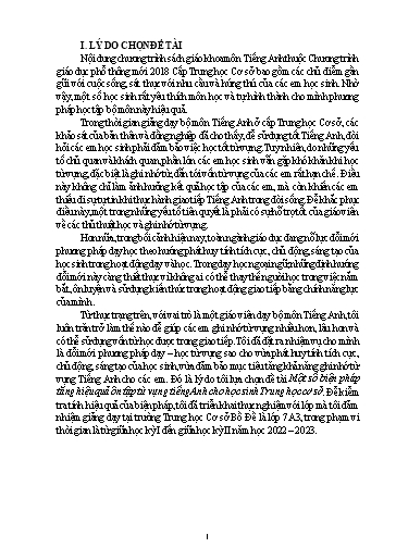Sáng kiến kinh nghiệm Một số biện pháp tăng hiệu quả ôn tập từ vựng tiếng Anh cho học sinh Trung học cơ sở