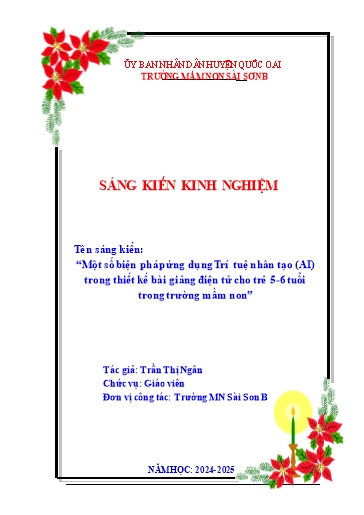 Sáng kiến kinh nghiệm Một số biện pháp ứng dụng Trí tuệ nhân tạo (AI) trong thiết kế bài giảng điện tử cho trẻ 5-6 tuổi trong Trường Mầm non