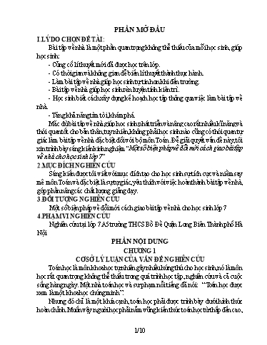 Sáng kiến kinh nghiệm Một số biện pháp về đổi mới cách giao bài tập về nhà cho học sinh Lớp 7