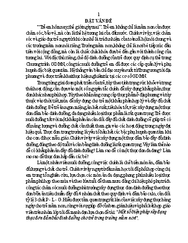 Sáng kiến kinh nghiệm Một số biện pháp xây dựng thực đơn đảm bảo dinh dưỡng cho trẻ trong Trường Mầm non