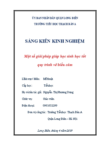 Sáng kiến kinh nghiệm Một số giải pháp giúp học sinh học tốt quy trình vẽ biểu cảm