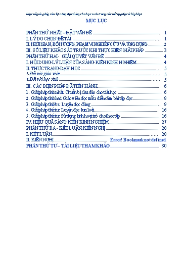 Sáng kiến kinh nghiệm Một số giải pháp rèn kỹ năng đọc đúng cho học sinh Lớp Một trong giờ tập đọc