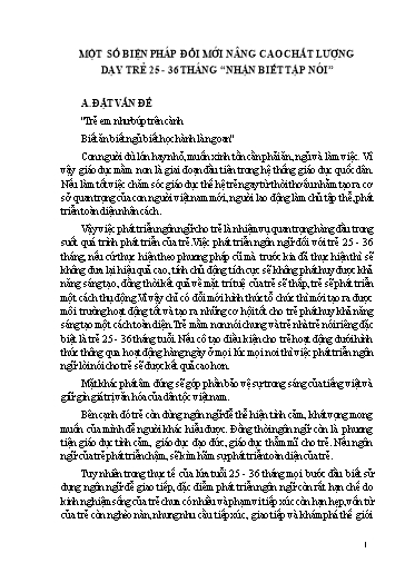 Sáng kiến kinh nghiệm Một số kinh nghiệm day trẻ 25 - 36 tháng nhận biết tập nói