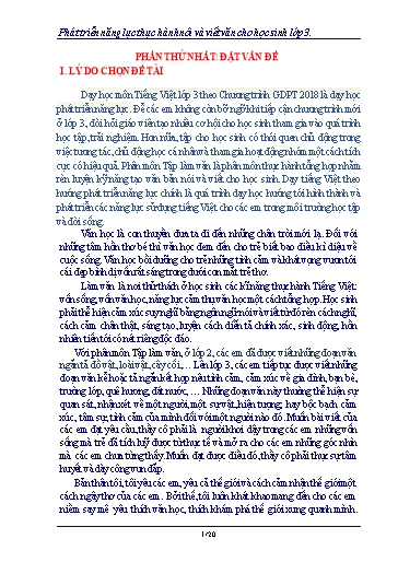 Sáng kiến kinh nghiệm Phát triển năng lực thực hành nói và viết văn cho học sinh Lớp 3