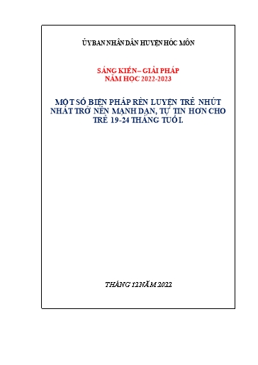 Sáng kiến kinh nghiệm Rèn luyện trẻ nhút nhát trở nên mạnh dạn, tự tin hơn cho trẻ 19-24 tháng tuổi