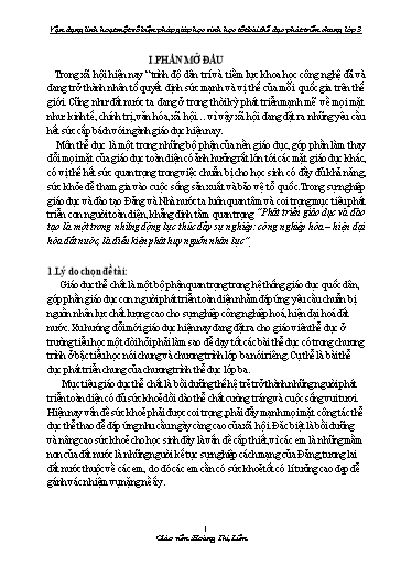 Sáng kiến kinh nghiệm Vận dụng linh hoạt một số biện pháp giúp học sinh học tốt bài thể dục phát triển chung Lớp 3