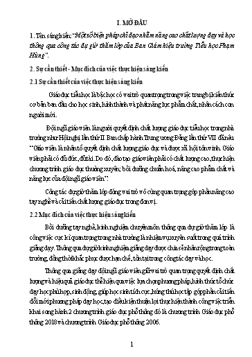 SKKN Một số biện pháp chỉ đạo nhằm nâng cao chất lượng dạy và học thông qua công tác dự giờ thăm lớp của Ban Giám hiệu trường Tiểu học Phạm Hùng