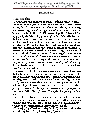 SKKN Một số biện pháp nhằm nâng cao năng lực chủ động, sáng tạo, tích cực cho học sinh trong dạy học Địa lý ở trường THCS (1)