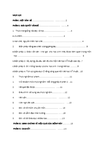 Báo cáo Biện pháp Nâng cao chất lượng môn Mĩ Thuật 7 thông qua việc giáo dục kỹ năng sống cho học sinh