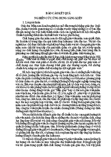 Báo cáo Sáng kiến Một số biện pháp bồi dưỡng đội ngũ giáo viên Trường Mầm non