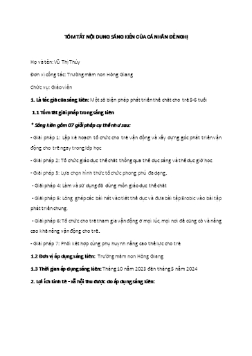Báo cáo Sáng kiến Một số biện pháp phát triển thể chất cho trẻ 5-6 tuổi