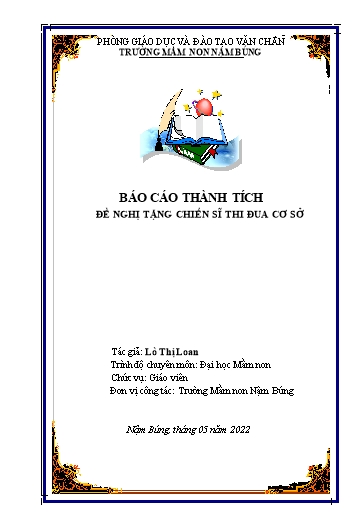 Báo cáo Sáng kiến Một số biện pháp xây dựng lớp học hạnh phúc trong Trường Mầm non