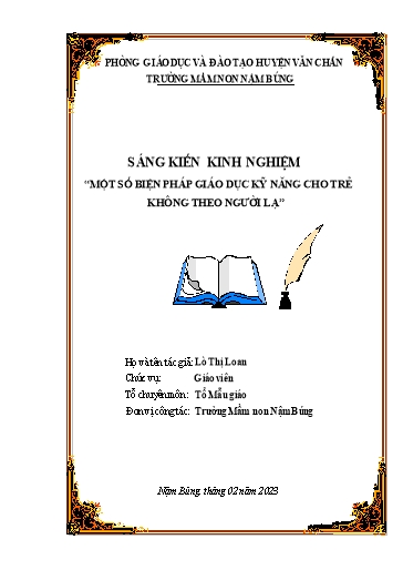 Sáng kiến kinh nghiệm Biện pháp giáo dục kỹ năng cho trẻ không theo người lạ