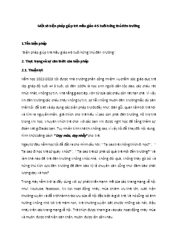 Sáng kiến kinh nghiệm Biện pháp giúp trẻ Mẫu giáo 4-5 tuổi hứng thú đến trường