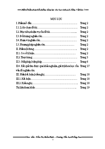 Sáng kiến kinh nghiệm Một số biện pháp bồi dưỡng năng lực cho học sinh giỏi Tiếng Việt Lớp 5