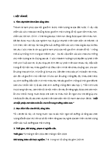 Sáng kiến kinh nghiệm Một số biện pháp chế biến món ăn cho trẻ trong Trường Mầm non