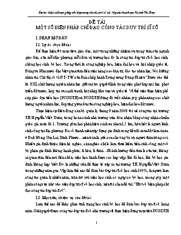 Sáng kiến kinh nghiệm Một số biện pháp chỉ đạo công tác duy trì sĩ số