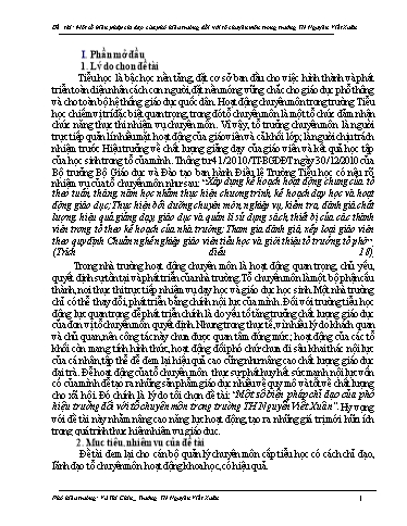 Sáng kiến kinh nghiệm Một số biện pháp chỉ đạo của phó hiệu trưởng đối với tổ chuyên môn trong trường TH Nguyễn Viết Xuân