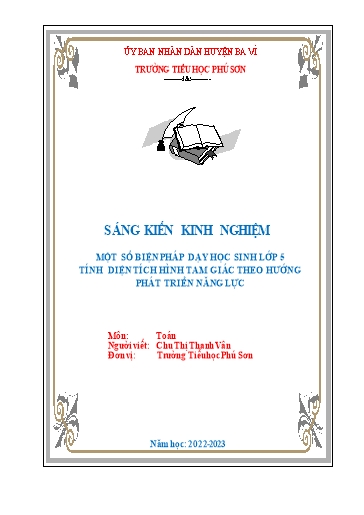 Sáng kiến kinh nghiệm Một số biện pháp dạy học sinh Lớp 5 tính diện tích hình tam giác theo hướng phát triển năng lực