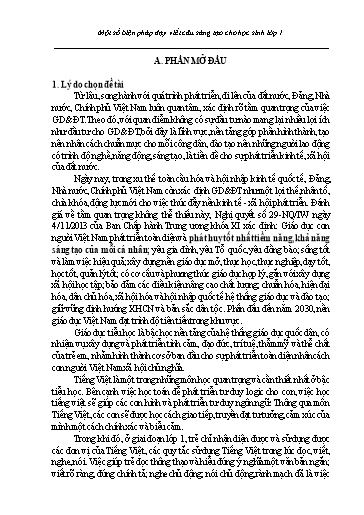 Sáng kiến kinh nghiệm Một số biện pháp dạy viết câu sáng tạo cho học sinh Lớp 1