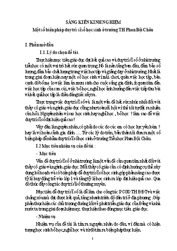 Sáng kiến kinh nghiệm Một số biện pháp duy trì sĩ số học sinh ở trường TH Phan Bội Châu