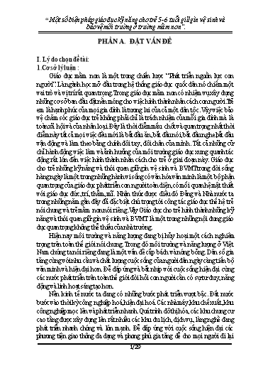 Sáng kiến kinh nghiệm Một số biện pháp giáo dục kỹ năng cho trẻ 5- 6 tuổi giữ gìn vệ sinh và bảo vệ môi trường tuổi ở Trường Mầm non
