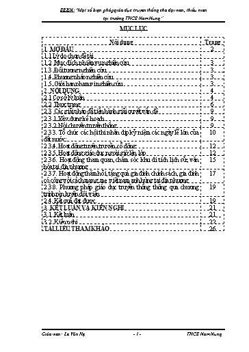 Sáng kiến kinh nghiệm Một số biện pháp giáo dục truyền thống cho đội viên, thiếu niên tại trường THCS Nâm Nung