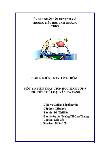 Sáng kiến kinh nghiệm Một số biện pháp giúp học sinh Lớp 5 học tốt thể loại văn tả cảnh