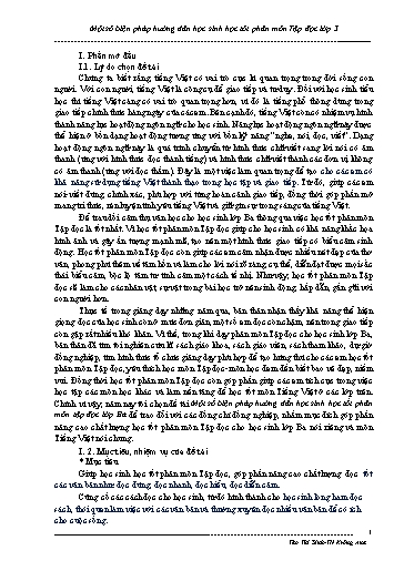 Sáng kiến kinh nghiệm Một số biện pháp hướng dẫn học sinh học tốt phân môn Tập đọc Lớp Ba