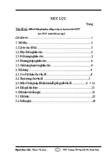 Sáng kiến kinh nghiệm Một số biện pháp huy động ra lớp và dạy học sinh DTTC học TCTV trước khi vào Lớp 1