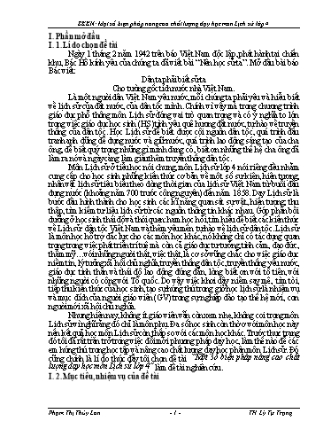 Sáng kiến kinh nghiệm Một số biện pháp nâng cao chất lượng dạy học môn Lịch sử Lớp 4