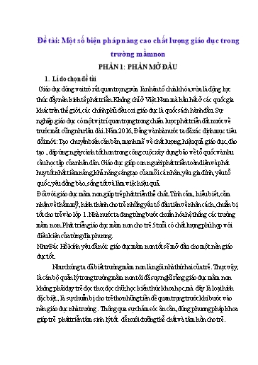 Sáng kiến kinh nghiệm Một số biện pháp nâng cao chất lượng giáo dục trong Trường Mầm non