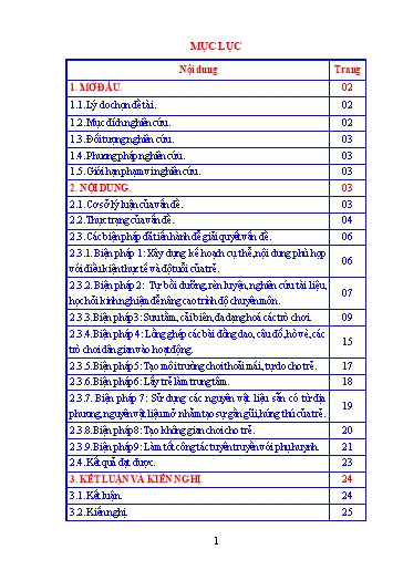 Sáng kiến kinh nghiệm Một số biện pháp nâng cao chất lượng hoạt động chơi ngoài trời cho trẻ ở Trường Mầm non
