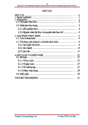 Sáng kiến kinh nghiệm Một số biện pháp nâng cao thể lực cho học sinh Lớp 8 trong giảng dạy Giáo dục thể chất