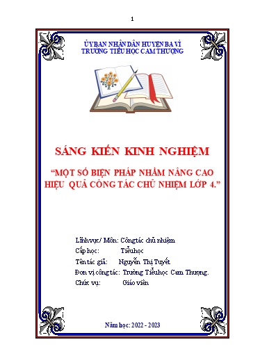 Sáng kiến kinh nghiệm Một số biện pháp nhằm nâng cao hiệu quả công tác chủ nhiệm Lớp 4