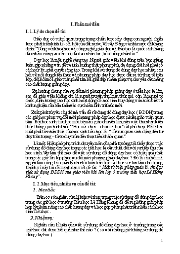 Sáng kiến kinh nghiệm Một số biện pháp quản lí, chỉ đạo việc sử dụng ĐDDH của giáo viên khi lên lớp ở Trường Tiểu học Lê Hồng Phong